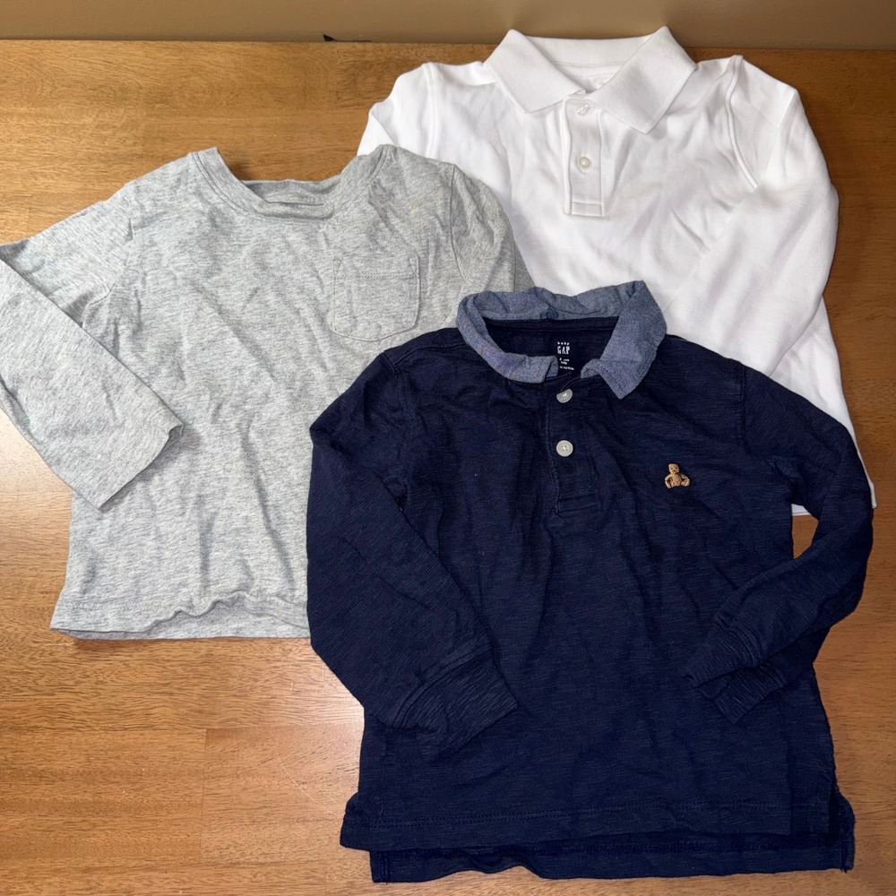 Baby Gap Cat & Jack Toddler Boys Long Sleeve Polo and Tee Shirt Bundle 3T